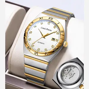 Luxury premium business watch Golden Constellation, men's style waterproof quartz wristwatch.