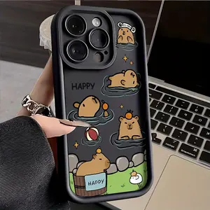 The Intense Capybara Grip Feels Comfortable TPU Case for iPhone 17 Pro Max 16 16e 15 14 Plus 13 12 Mini 11 Air X XS Straight Edge Drop-Resistant Rugged Durable Cover Shell Valentine's Day Gift 2D printing