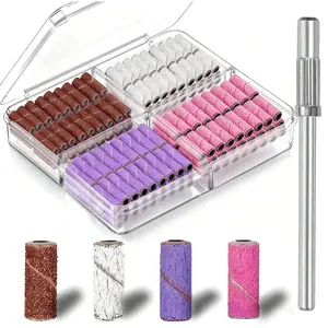 Mini Nail Drill Bits,Small Sanding Bands for Nail Drill with 3 mm Mandrel Bit, 80 120 180 240 Fine Grit Nail File for Acrylic Nails Gel Manicures and Pedicure