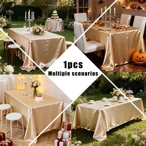 Elegant Satin Rectangular Tablecloth, Wrinkle Resistant Washable Reusable, Indoor Outdoor Use, Various Sizes Available