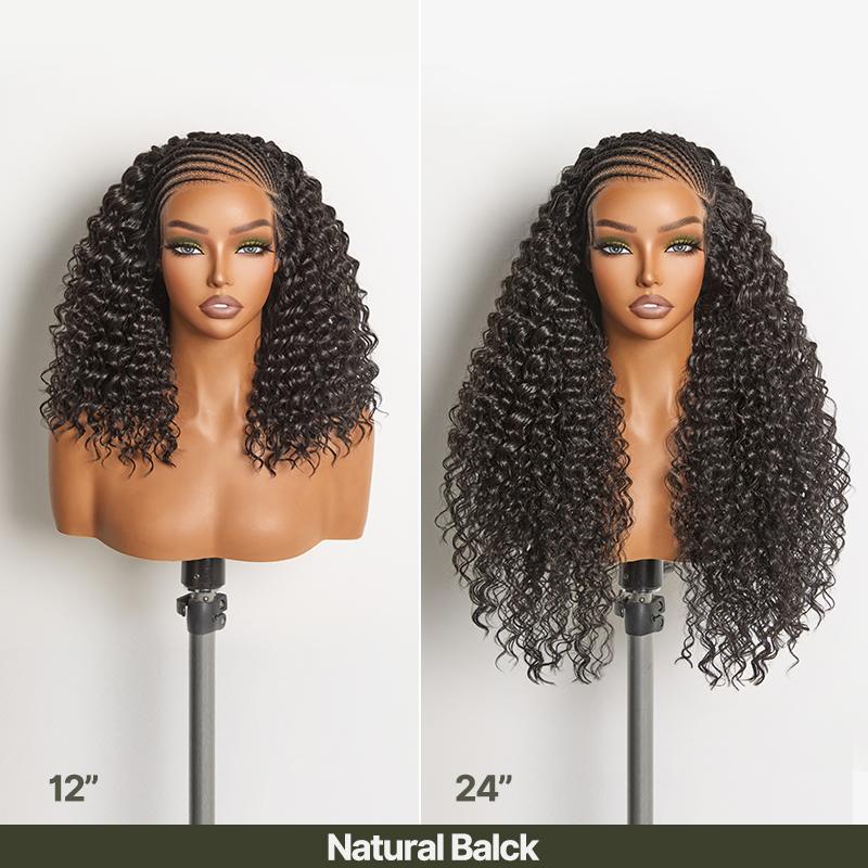 Frodio Veralux™ Fiber 13×6 Braided Cornrow Wig —Water Wave Lace Front Wig for Black Women Pre-Cut Lace Wig | Natural Look, Beginner Friendly Frodio Veralux™ Fiber 13×6 Braided Cornrow Wig —Water Wave Lace Front Wig for Black Women Pre-Cut Lace Wig | Natural Look, Beginner Friendly