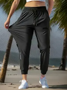 Trendy Ice Silk Pants for Men Summer Thin Sports Trousers 2025 New Lightweight Quick-Dry Casual Breathable Jogger Loose Stretch Quick-Dry Air-Conditioned Sports Fleece Pants solid color quick drying daily wear pant  casual comfortable casual trouser