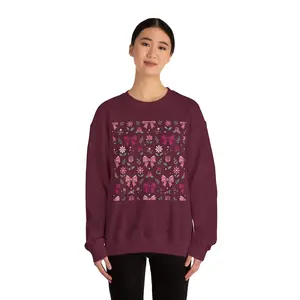Floral Bows Sweatshirt — Pink Rose Pattern Crewneck