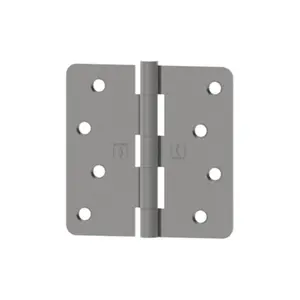 212 MAIN Solid Full Mortise Residential Hinge, Hager No.34837, 4 x 4 in, 0.25 in Radius, Satin Nickel Finish, 5 Knuckles, Brass Pins, Plain Bearing