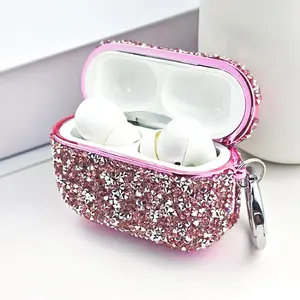 Rhinestone Decor Earphone Case for AirPods, Fashionable Protective Cover with Sparkly Design, Earphone Accessories
