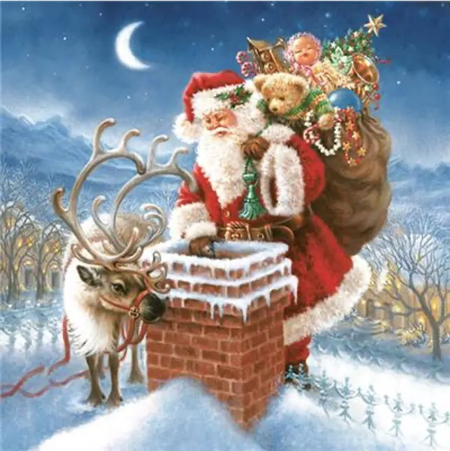 Santa by the Chimney Luncheon Napkins
