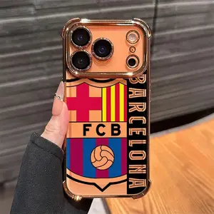 BarcelonaNew electroplated transparent corner-protecting phone case for iPhone 17 Pro Max (16, 15, 14, 13, 12, 11). This stylish and simple protective case with shock resistance is perfect for all four seasons as a gift.