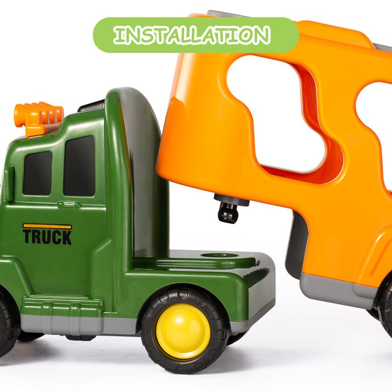 7 In 1 Dinosaur Transporter Truck CarToy Set with Mini Dinos & Cars,Light & Sound,Christmas Birthday Gift