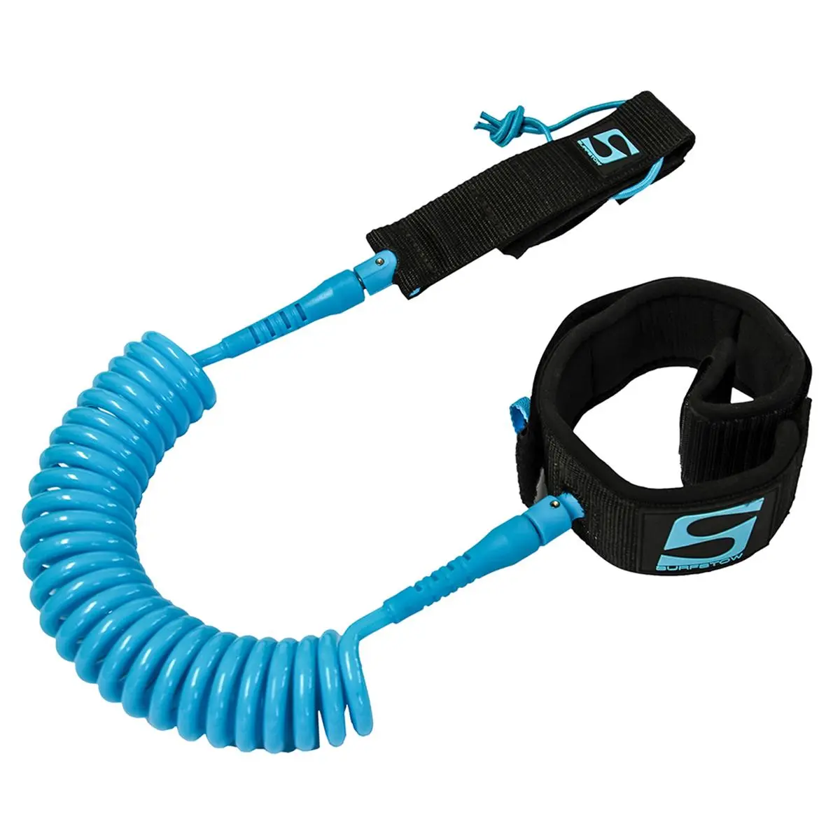 SurfStow Coiled SUP Leash with Anti-Tangle Swivels, 2" Padded Comfort Calf Strap, 10 ft Seafoam - for Surfing, Surf Board, Unisex, Stand Up Paddling