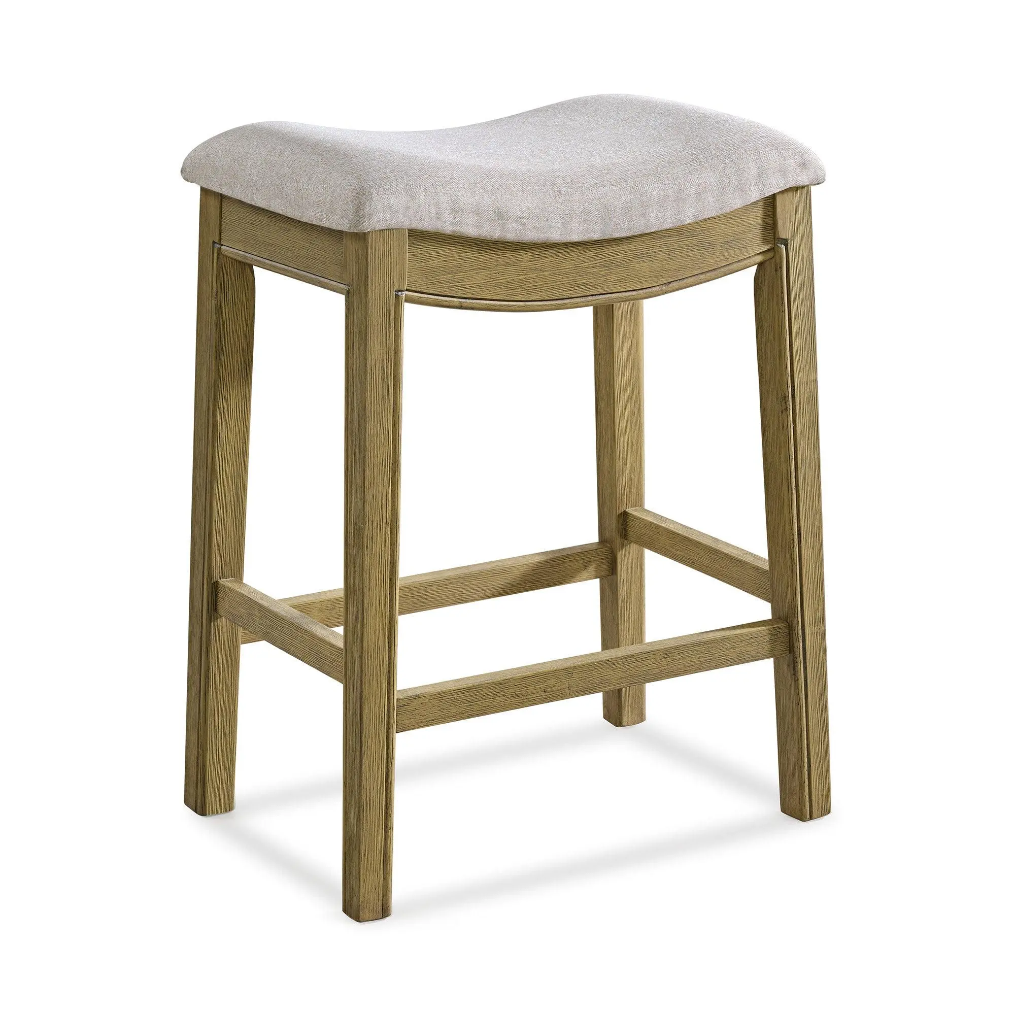 ROME + OAK Parker Backless Saddle Kitchen Counter Stool, Natural, Cream Upholstery