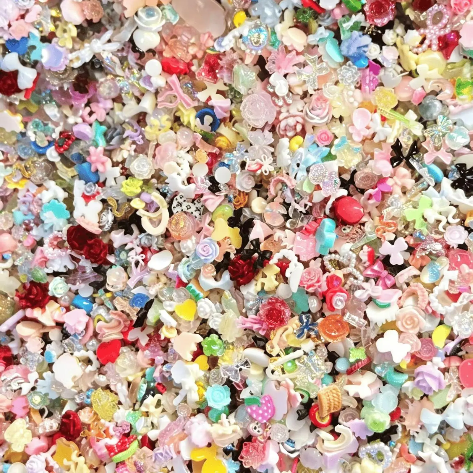 65g Mixed Multicolor Resin Cabochons Assorted Flower Fruit Bow Mini Flatback Charms DIY Cream Glue Phone Case 3D Nail Hairpin Cr