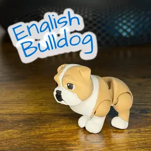 Articulated English Bulldog Figurine – 3D Printed Poseable Dog Toy – Flexi Bulldog Gift – Cute Collectible Bulldog Decor