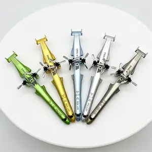 2 PCS Creative Airplane-Shaped Neutral Pen Set 0.5mm Fine Point Black Ink for Office Desktop Gifts Special Combat Helicopter Design Study Desk Accessories