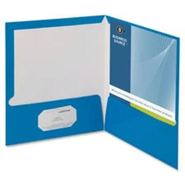 Business Source Two Pocket Folder, Ltr, 2-Pkts, 100 Shts, 25-BX, WE