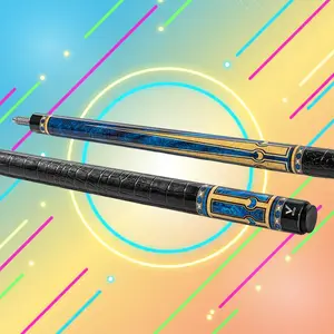 EVO LUNA Sapphire Gate Pool Cue with Synthetic Leather Wrap — Glassfiber Shaft, Carbon+Glassfiber Butt, 12.5mm TIME 3 Tip, Hybrid Pro Taper, Ultra-Stiff 3/8-10 Stainless Joint, 29in Shaft & Butt, 19-19.5oz
