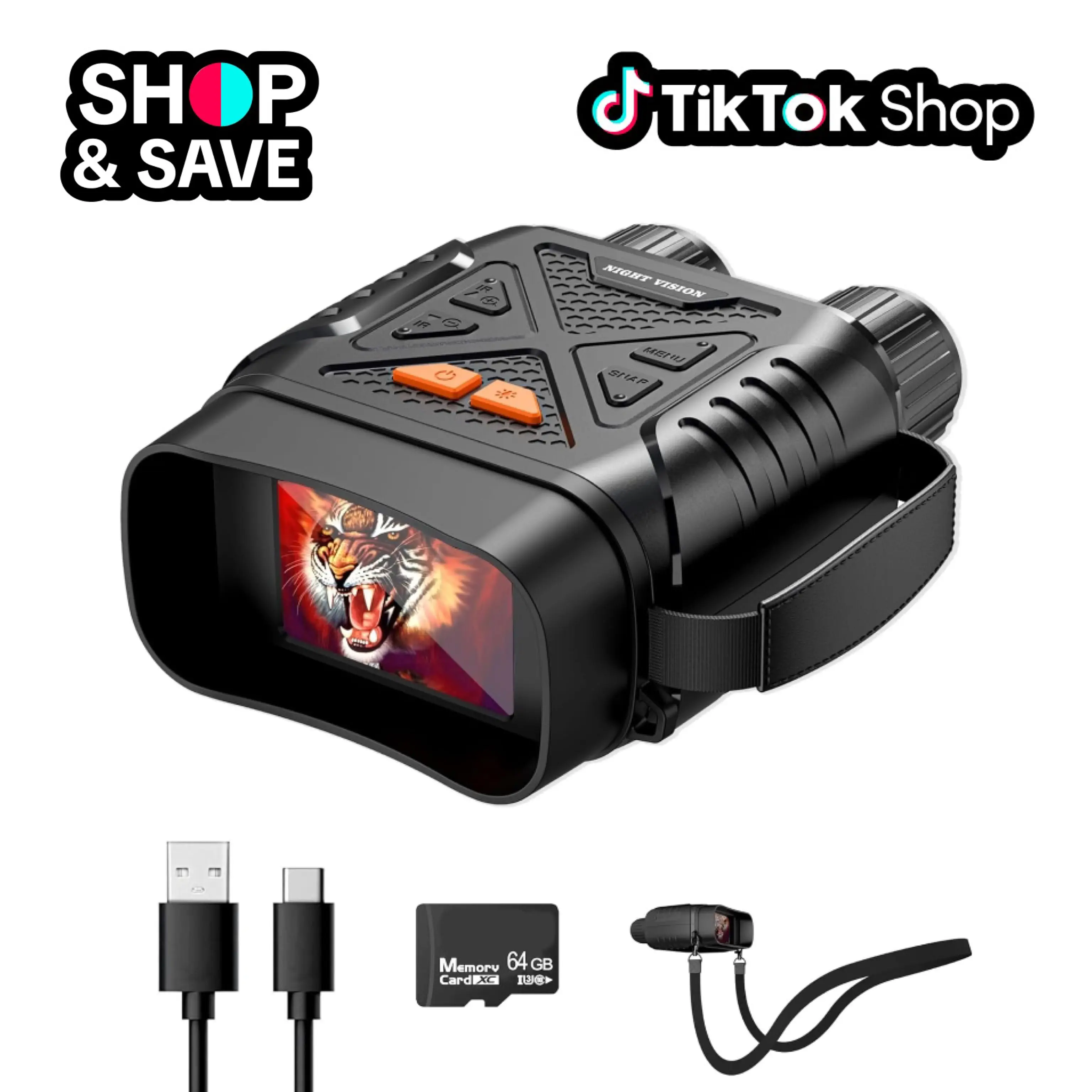 Infrared Night Vision Binoculars with SD Card, Night Vision Goggles with 2.8 Inch HD Screen for Hunting Camping, Hiking Essentials 10x Digital Zoom, 5W Infrared Light, 7 Levels of Infrared