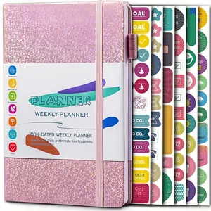 A5 Binder Notebook with Stickers, Monthly Weekly Daily Planner, Perfect Back-To-School Gift, Enhances Daily Planning, Office & Study Use