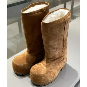 Flatform Winter  Boot Faux Suede Camel Winter Boot