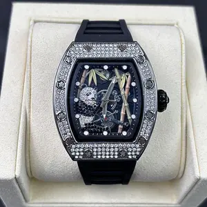 Exclusive handmade panda eating bamboo fashion quartz men's watch SQ-00055