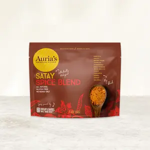 Auria's Malaysian Kitchen Satay Spice Blend - All Natural Salt-Free Flavorful Blend for Grilling Chicken Beef Pork Shrimp or Tofu 60g