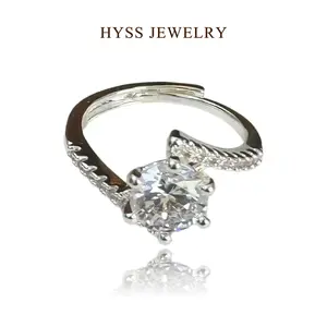 [HYSS] Twisted Arm Flower-TR Engagement Ring With 8mm Central Stone Metallic Finish Elegant Design For Women Men