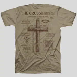 Kerusso Unisex Christian T-Shirt The Cross in Short Sleeve Khaki Classic Fit
