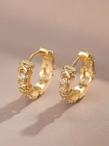 1 Pair Pretty Cubic Zirconia Hoop Earrings For Women For Wedding Engagement Anniversary Party Jewelry Valentine's Day Gift