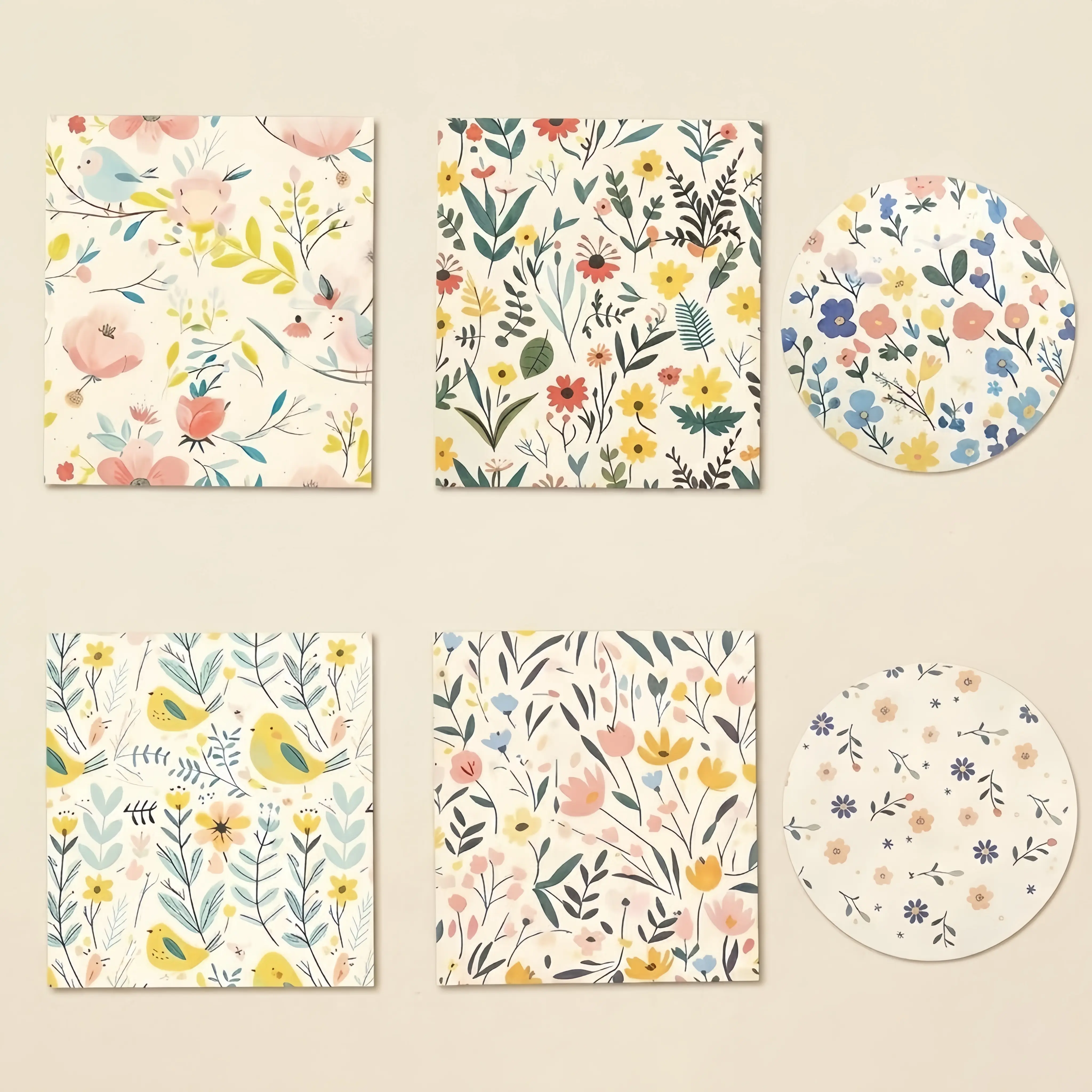 Classic Swedish Non-Woven Wood Pulp Reusable Cleaning Cloths Set - Floral Birds Indoor Home Decor Design, Kitchen Towels Absorbent, Wipe, Water & Oil Resistant, Stain Resistant Washable, Removable, Long-Lasting Multifunctional Household Spot Clean Cloths,