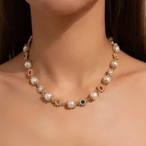 Elegant imitation pearl necklace, women's collar, wedding bride party jewelry gift