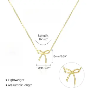 DB- Bow Necklace-an exquisite, dainty, and petite bow-pendant clavicle chain.A trendy fashion staple and a perfect jewelry gift crafted exclusively for women; leading the latest trends and offered as a special, curated selection.-DB