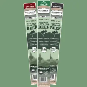 Dry-Aged All-Beef Snack Sticks 1.7 Ounces Each – 9 Pack Individually Wrapped | Double Smoked | American Born, Raised, & Harvested Beef | No Added Proteins or Concentrates | No Fillers | Jalapeño, Original, or Pepper | Keto & Carnivore Friendly