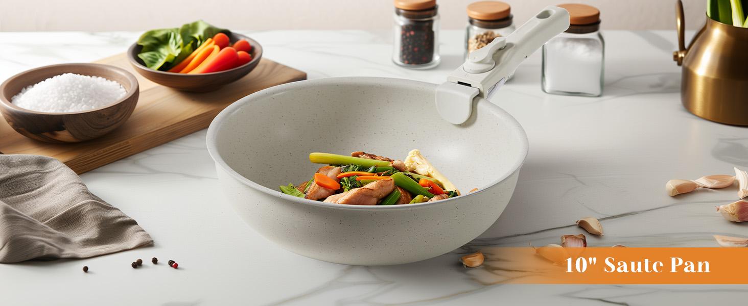 12 Pcs Pots and Pans Set Nonstick - Kitchen Cookware Set with Detachable Handle, Induction Cookware, Dishwasher Oven Safe