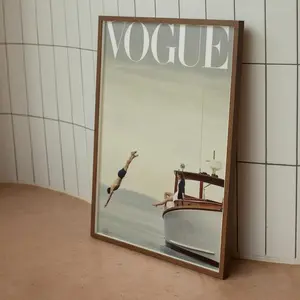 Vintage Fashion Magazine Poster, Trendy Wall Art, Coastal Home Decor