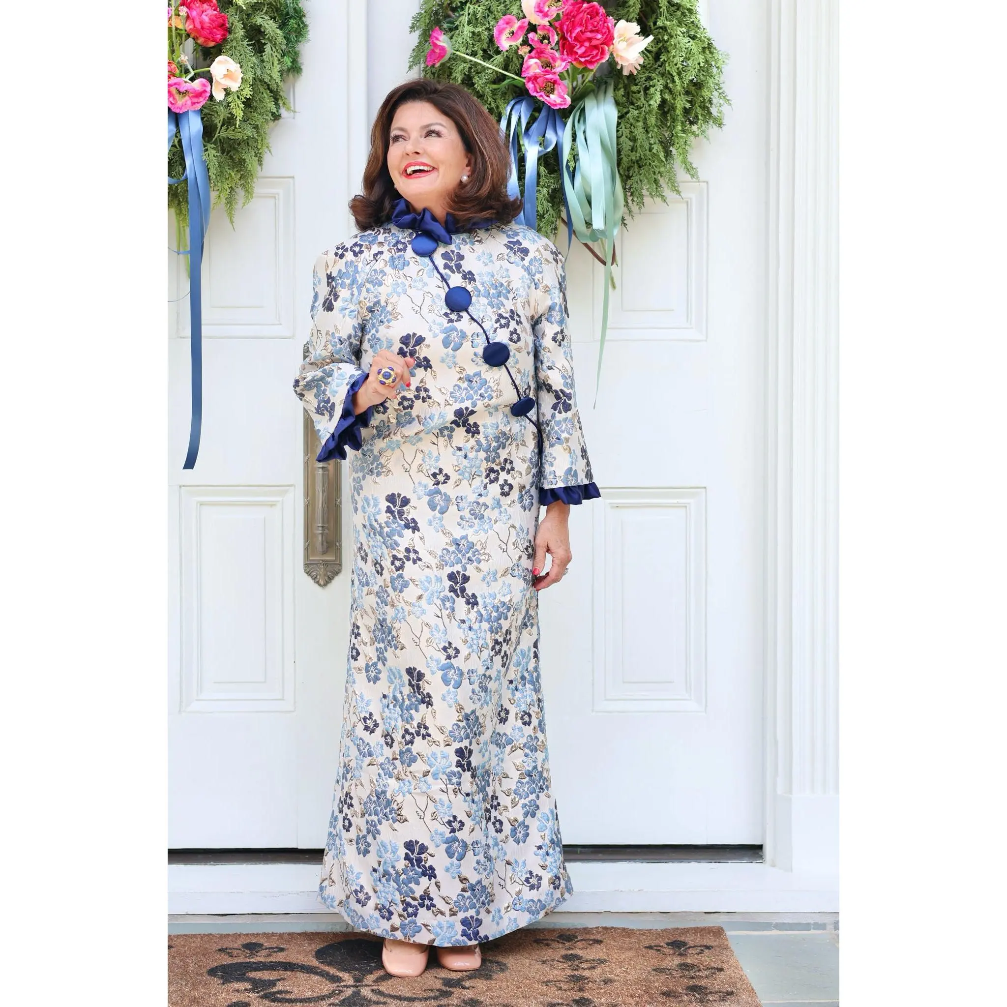 KATHERINE KAFTAN IN NAVY JACQUARD