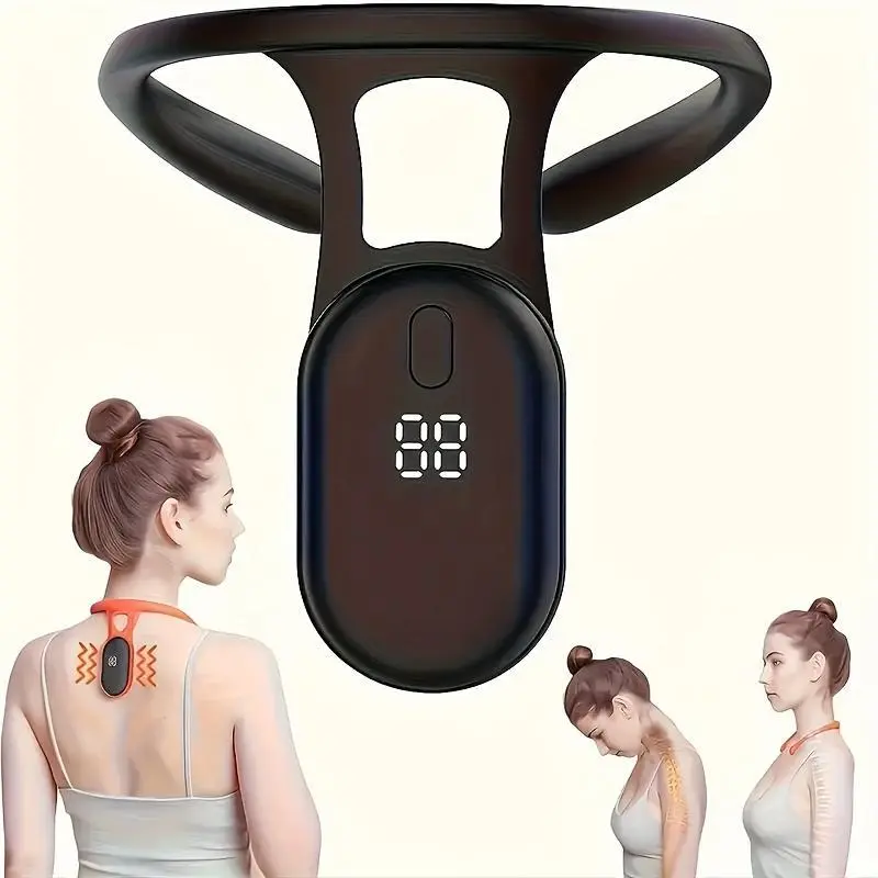 Intelligent Induction Vibration Neck Corrector with LCD Display, Hunchback Posture Correcting Reminder for Sitting Posture (Fitness Accessory), Correcting Posture