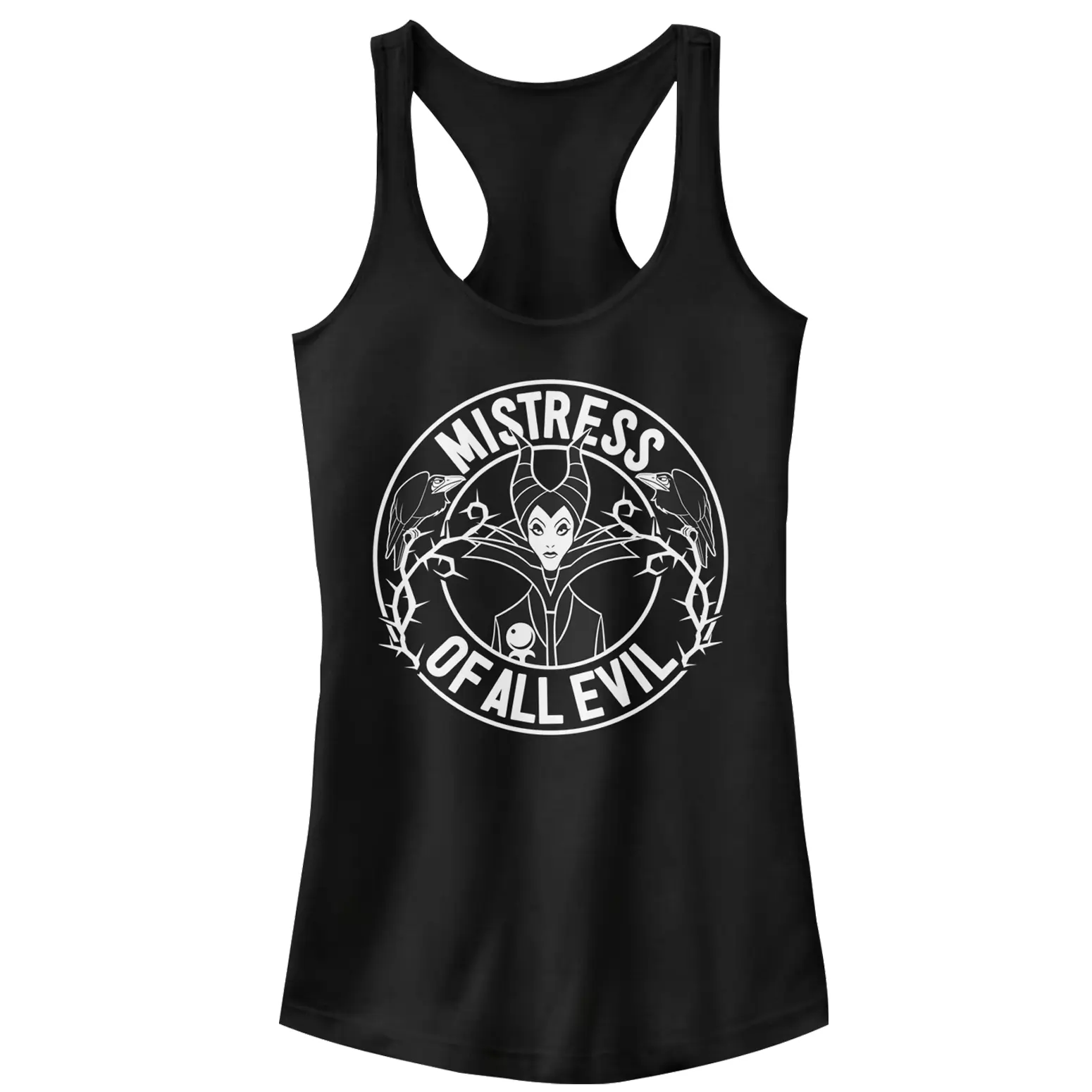 Juniors Womens Sleeping Beauty Raven Maleficent Racerback Tank Top