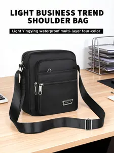 Men's Crossbody Bag, Zippered Sling Bag, Multifunctional Compartments, Compact Design, Adjustable Straps, Small Fabric Bag for Party, Travel, Daily Use, Business