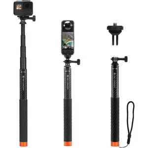 K&F CONCEPT Carbon Fiber Selfie Stick, (127cm/50in) Extension Long Pole Compatible with Insta360 X5 X4 X3 ONE X2 Ace, Ace Pro, Ace Pro 2, GO 3/3S, GO Ultra, DJI Osmo 360 Action Cameras
