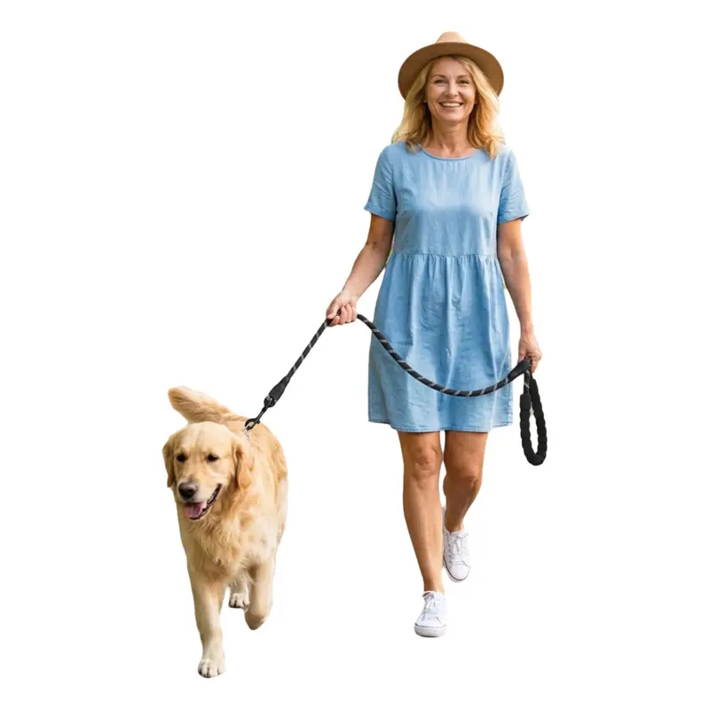BabiDolphin Heavy Duty Reflective Dog Leash with Pad Handle for Easy Grip & Comfortable Use, 6.2ft/9.8ft Adjustable Rope Leash with Safety Harness for Medium & Large Dogs, Ideal for Daily Walks Leads