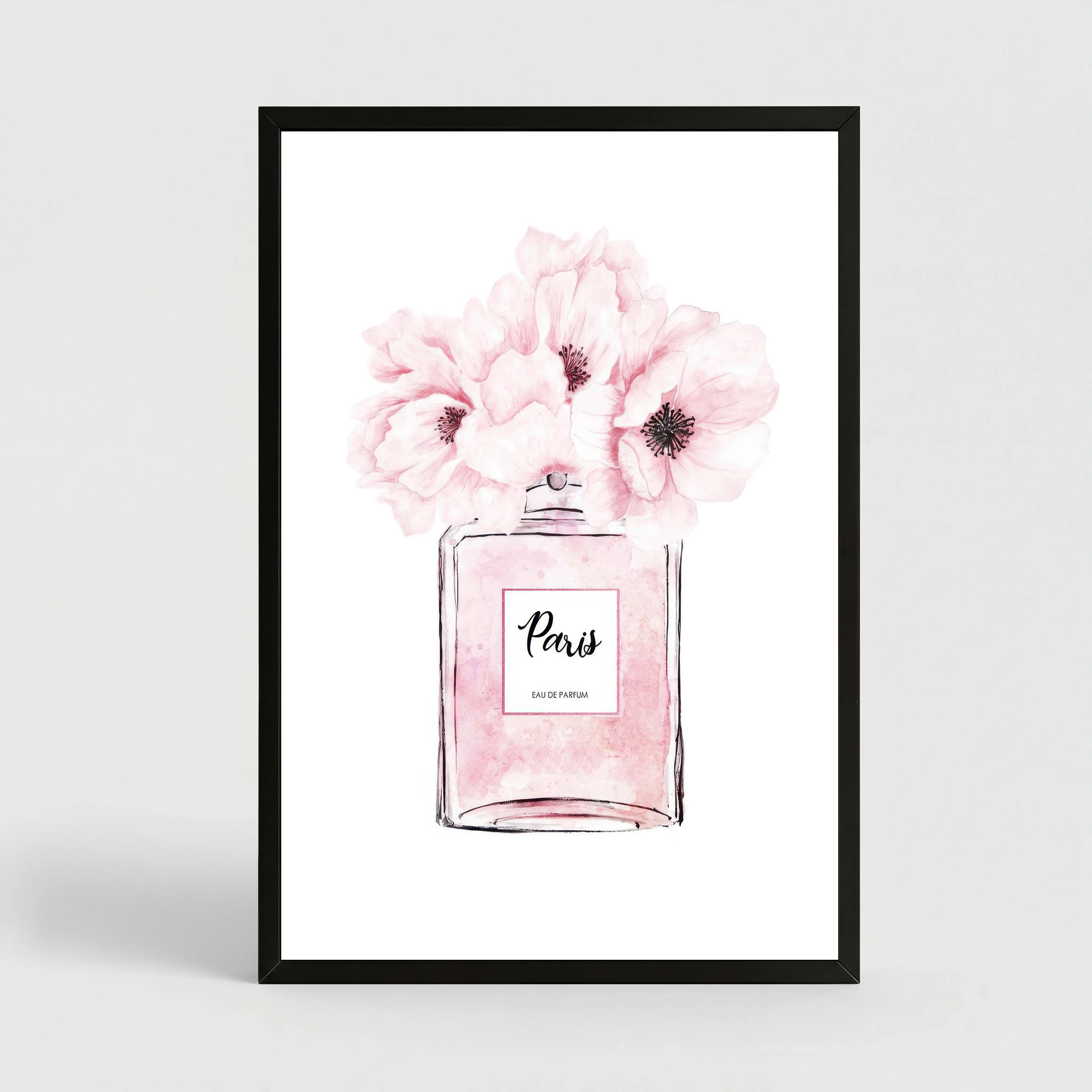 Paris Perfume Print, Light Pink Perfume Vanity Decor, Dressing Room Decor, Bedroom Fashion Print, Peonies Wall Art