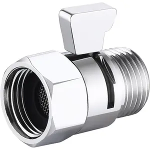 Exquisite Carved Shower Head Brass Stop Valve, Water Flow Control Valve for Shower Head, Water Pressure Regulator G1/2, Chrome Plated