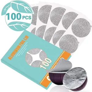 100 count CAPMESSO Aluminum Foils Lids to Reuse Vertuoline Capsules Coffee Pods Compatible with Nespresso VertuoLine Machine 64mm(100/count) nespresso  vertuo