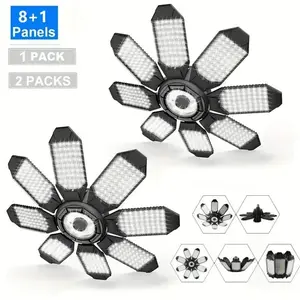 Super Bright 6500K Ceiling LED Garage Light 8+1 Panel, Compatible with E26/E27 Socket