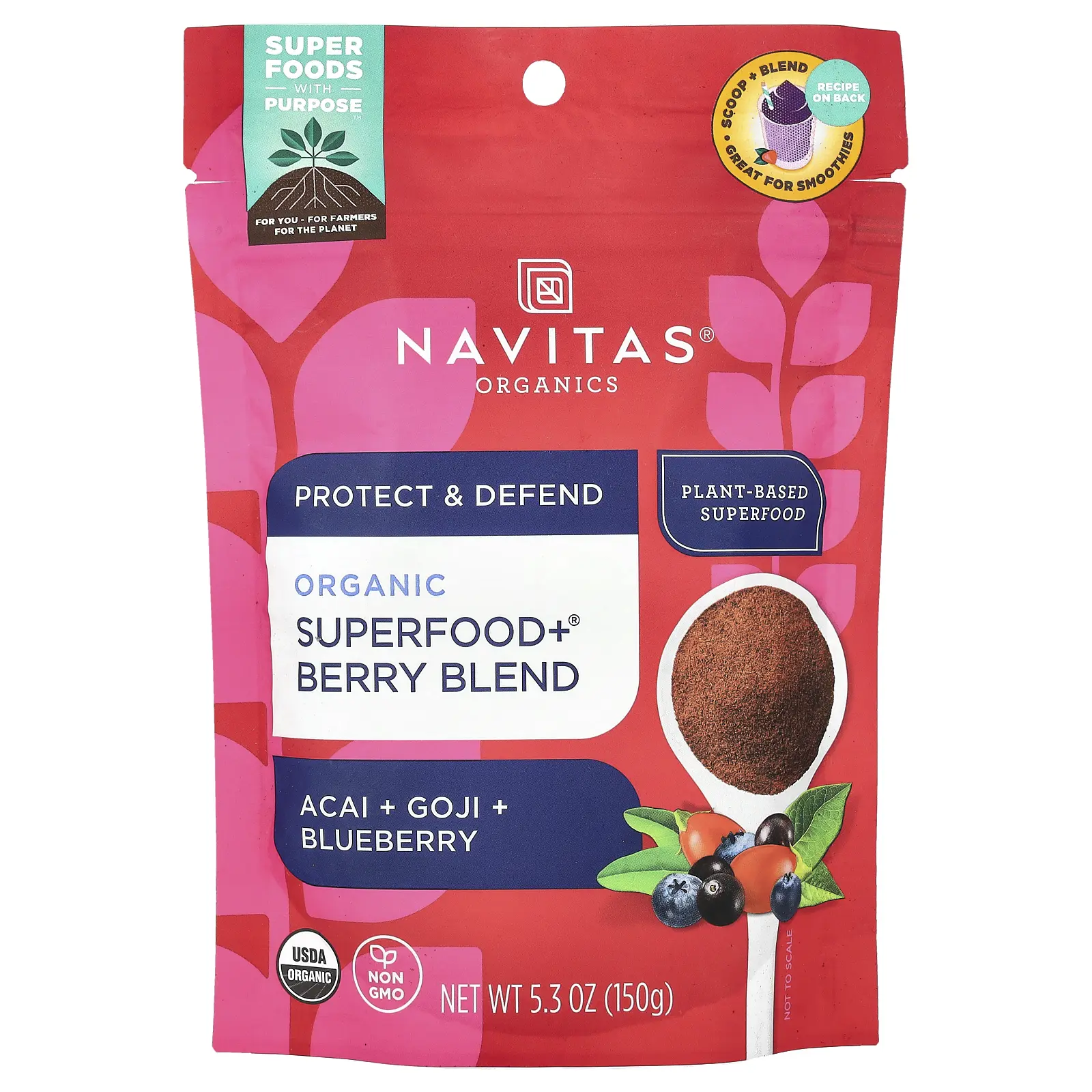Navitas Organics Organic Superfood+® Berry Blend, 5.3 oz (150 g)