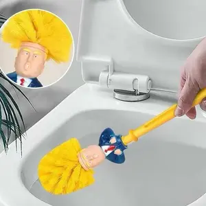 Trump Toilet Scrubber with Yellow Plush Hair and Blue Suit for Easy Cleaning