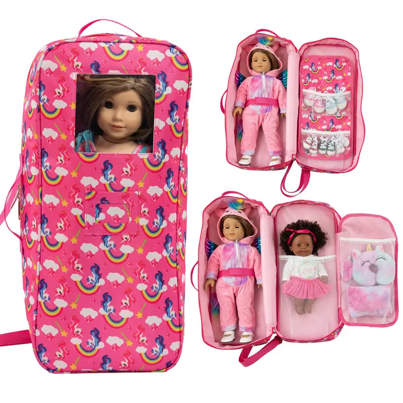 Rainbow Doll Travel Carrying Bag Crossbody Bag Shoulder Bag 45cm/17.7 inches Doll Accessories - Multiple pockets, only sells bags, does not include dolls and clothes