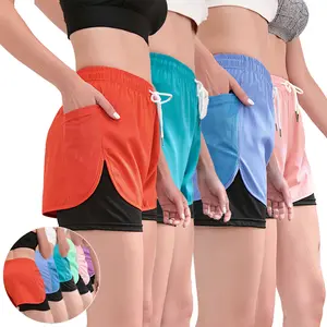 Women’s 4-Pack Summer Shorts – Fashionable Multi-Functional Outdoor Casual Sports Shorts, Faux Two-Piece Design, Mid-Rise, Trendy and Versatile
