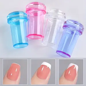 Set Of Nail Art Stamps And Scrapers, Detachable Design Transparent Nail Art Stamper, Nail Art Decoration, French Manicure Tools