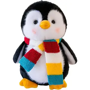 8Inch Penguin Stuffed Animal with Striped Scarf, Soft Stuffed Penguin Plushie Toys, Birthday for Kid Boys Girls
