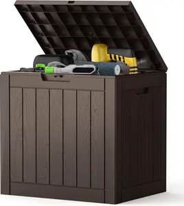 NEWBULIG 31 Gallon Deck Box, Weatherproof Resin Lockable Outdoor Storage for Secure Package Deliveries and Indoor Storage in Garden or Patio, Backyard